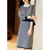 Casual jurken vrouwen Houndstooth gebreide trui jurk herfst elegante vestidos streetwear winter geruite lange mouw knop partij gebreid