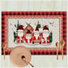 Tapis Tapis Bonhomme de neige Napperons de Noël pour table à manger Année Saisonnier Hiver Noël Vacances Rustique Vintage Lavable Drop Livraison Hom Dhkst