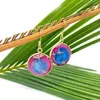 Boucles d'oreilles pendantes bohème pour femmes, crochet Boho, couleur synthétique Turquoise ronde, bijoux à la mode, breloques, cadeaux de mariage pour filles