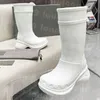 Designer 20mm Arch Eva Rubber Boots For Women Luxury Waterproof Platform Rain Boot 1balencaigaities-06 Womens Knee Booties Bright Pink Black White Green High Bootes