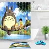 Custom Print Shower Curtains Polyester Fabric Bathroom Curtain Set Po Antiskid Rugs Carpet Toilet Lid Cover Bath Mat 240108