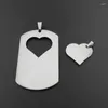 Pendant Necklaces 50mm 30mm High Polished Stainless Steel Dogtags With Love Heart Charms Fashion Smooth Gift Party Jewelry