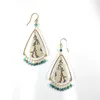 Lii Ji – boucles d'oreilles pendantes, 1 paire seulement, chrysocolle naturelle avec Dendrite Psilomelane, bijoux américains remplis d'or 14 carats faits à la main