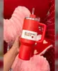 Quencher H2.0 40oz Mugs Cosmo Parade Tumblers Isolated Car Cups Rostfritt stål Kafferter Tumbler Valentine's Day Gift Pink Sparkle 1: 1