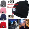 Berets 1 stück Unisex Outdoor Radfahren Wandern LED Licht Gestrickte Hut Winter Elastische Beanie Kappe mit Beleuchtung Für Männer Frauen weihnachtsgeschenk G4K2