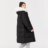コートセミールダウンジャケットの女性ロングフード付きファーカラー2021冬の新しいルーズウエスト厚のパンジャケット韓国語バージョン
