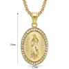 2024 Nyaste 14k Yellow Gold Jungfru Mary Pendant Necklace For Women/Men Golden Color Christian Madonna Halsband Religiösa smycken