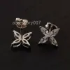 Boucles d'oreilles de charme de luxe Fleur de Lis Marque Designer S925 Sterling Argent Trèfle À Quatre Feuilles Fleur Cristal Victoria Boucles D'oreilles Pour Femmes Bijoux