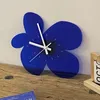 Nordic Wall Clock Irregular Acrylic Flower Square Shape Hanging Watch INS Klein Blue Desktop Ornaments Home Silent Clocks Decor 240106