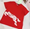 Luxo bebê tracksuits designer crianças terno de manga curta tamanho 100-160 crianças conjunto de duas peças em torno do pescoço vermelho camiseta e shorts cáqui jan10