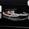 Designer smycken armband cwwzircons mode rosguld färg baguett kubik zirkonia manschett armband armband och ring set bästa vän smycken gåva t170