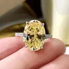 Longlong Gold S Sier High Carbon Diamond ovale 9 * 13 Reddin snijring