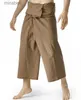 Calças masculinas Novo verão diário tailandês pescador calças de linho masculino feminino solto yoga pirata harem calças baggy hosen homewear calças de secagem rápida yq240108