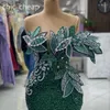 2024 ASO EBI Dark Green Mermaid Sukienka PROM Kryształy Kryształowe cekinowe wieczór Formalne przyjęcie Drugi przyjęcie urodzinowe suknie zaręczynowe sukienki szatą de soiree ZJ409