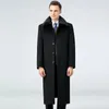 Trenchcoats voor heren, winter heren, over de knie, plus lange kasjmier jas, warme zakelijke casual jas, vaderpak