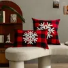 Travesseiro Xadrez de Natal Capa Árvore Floco de Neve Vermelho Preto Verifique 45x45cm 30x50cm Decoração de Casa Sala Sofá Cama Sofá