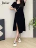 Vestidos de festa verão magro cor sólida vestido feminino doce senhoras casual chique mulher café preto rua chiffon feminino