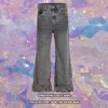 TKPA American High Street Jeans à jambes larges pour hommes et femmes Vibe Style paresseux délavé usé drapé sol Slim Pull pantalons longs