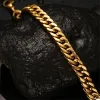 Bracelet cubain tendance pour hommes et femmes, chaîne en or jaune 14 carats, couleur argent, doré, à maillons, bijoux cadeau, nouvelle collection 2024