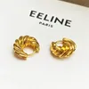 Earrings Designer For Women 18K Gold Plated Metallic Twisted Horn Stud Earrings Buckle With Box To Party Jewelry Gift