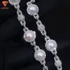 Anpassade fina smycken Sterling Sier Hiphop Mens Pearl Necklace Iced Out VVS Moissanite Cuban Link Ball Chain