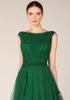 Sıcak Slae Emerald Yeşil Balo Elbiseleri Akşam Elbiseleri Beare Boyun Endes Kapağı Kollu Tül Aplikes Flora Partisi Elbise Resmi Parti Giyim