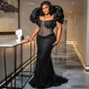Plus w rozmiarze Aso Ebi Ebi Sukienki z iluzji Portret Syrenka Formalna okazja wieczorna Suknie dla afrykańskich czarnych kobiet sukienki urodzinowe suknie zaręczynowe NL423