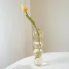 Vasos 1 pc minimalista nórdico dupla camada manchado vaso hidropônico flor decoração de casa presente de páscoa mesa de casamento