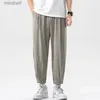 Pantaloni da uomo Pantaloni estivi alla caviglia da uomo Pantaloni sportivi larghi allentati in vita elastica Pantaloni Harem solidi per il tempo libero maschile Pantaloni sportivi dritti YQ240108