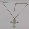 Hänghalsband stora detaljerade strass kors juvelhalsband silver färgton pendelle goth punk smycken mode charm uttalande kvinnor gåva240108