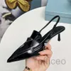 Slingback Punta a punta Tacco a spillo Scarpe eleganti sandalo Décolleté gladiatore Fibbia triangolare in pelle di vacchetta Scarpe da sera per feste da donna Tacchi alti firmati di lusso 35-42