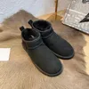 Botas de neve australianas femininas super mini sola grossa chinelos de pele pequena camurça curta couro lã inverno