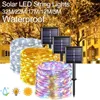 1 rolo de luzes solares de 39,37 pol./100 LED externas, luz de fada externa de 8 modos, luz de corda LED RGB, à prova d'água, para decoração de festa de feriado de pátio de jardim