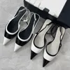 Designer Women Sandals High Heel Slipper Shoes Pointed Toe Shoes Classics Patent Leather Mary Jane Sandaler Stitching Color Sexy Women's Pumpar 35-40 Top Quality