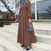 Etniska kläder 2024 Abaya klänning för kvinnor puffhylsa o-hals röd grön färg hijab sundress elegant stil kaftan vår kalkonklänningar