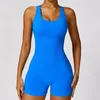 Aktiva uppsättningar ihålig rygglös sömlös sport kort jumpsuit unitard gym kvinnor romper sexiga apor en bit outfit yoga set fitness overalls