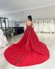 Czerwona syrenka z koralikami suknie ślubne cekinowe sukienki ślubne bez pleców z odłączonym pociągiem spaghetti paski organza vestido de novia