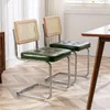 ONEVOG gestoffeerde bruin lederen stoelen, 2 stuks rotan dinerstoelen met rubberen houten achterframe en metalen chromen poten voor keuken, huis, club, wachtkamer (19 inch)