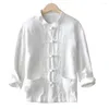 Heren casual shirts Chinese stijl traditionele tai chi shirt jassen Tang pak uniform jas tops herenkleding