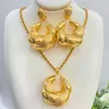 Ketting Oorbellen Set 24k Dubai Vergulde Sieraden Voor Vrouwen 2024 Trend Ronde Hanger Afrikaanse Koperen Sets Feestbruiloften