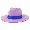 Berretti 21 cappelli di paglia colorati con nastro blu Jazz per uomo Casual Beach Travel Parasole Abbigliamento moda Donna
