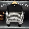 Sweaters Men's Men's Sweaters 2024 Men Cashmere Sweater Autumn and Winter Soft Warm Stripe Contrast Color Pullover Male Round Neck Knitted D32