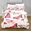 Conjuntos de cama Linda borboleta colorida capa de edredão kawaii bonito animal colcha com fronha para meninas crianças consolador