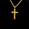 Naszyjniki wisiorek FS FS FS Cross Gold Color Unisex Women/Men Hurtowa biżuteria Kolganna kołnierz