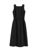 Casual Dresses Temperament Belt Vest Vintage Little Black Dress Women Office Lady Fashion 50s 60s Simple Sleeveless Female Vestidos