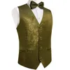 Gilet da uomo Paillettes Gilet per discoteca Prom Party Smoking di lusso Gilet Papillon Fazzoletto Gemelli Matrimonio Sposo Custome