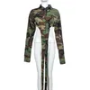 Giacche da donna Camouflage Personalizzato Crop Top Sexy Giacca streetwear per le donne Bavero Maniche lunghe Monopetto Cappotto corto a nastro