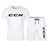 Tute da uomo 2024 CCM T-shirt Tuta Abbigliamento sportivo Casual Fitness Set sportivi Manica corta Cotone 2 pezzi Corsa Asciugatura rapida