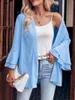 Women's Blouses Autumn And Winter Fashion Product Solid Color Casual Flare Sleeves Knitted Cardigan Top