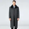 Trenchcoats voor heren, winter heren, over de knie, plus lange kasjmier jas, warme zakelijke casual jas, vaderpak